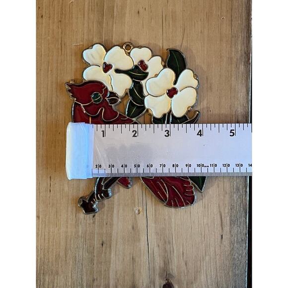 Red Bird w/ floral tree branch window catcher/ sun catcher. Birds. Decor - Picture 5 of 6